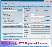 KRyLack ZIP Password Recovery Screenshot